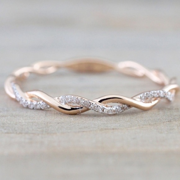 Rose Gold Diamond Twisted Eternity Band Ring - Picture 8 of 8
